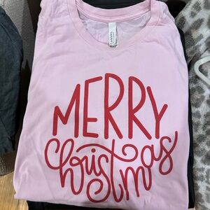 Bella Canvas Pink and Red Merry Christmas Tee